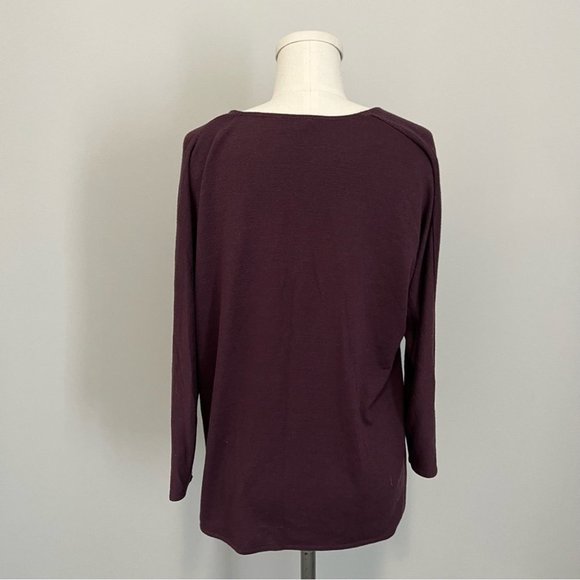 Aritzia Wilfred Free Aneta V-Neck Top Maroon Burgundy Loose Boxy Fit - Picture 10 of 15